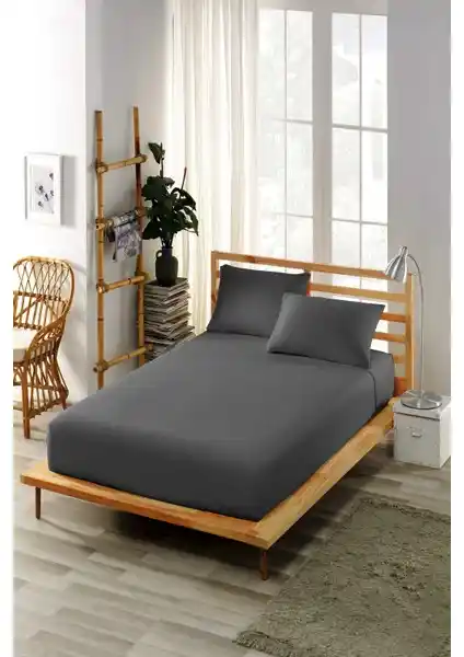 Ely Parker Pamuklu Lastikli Çarşaf ve Yastık Kılıflı Nevresim Takımı 90x190 cm