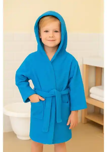 Ender Home CottonVerse Genç ve Çocuk Kapşonlu Bornoz %100 Pamuklu, Unisex Konfor