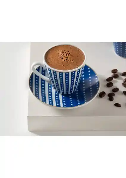 English Home Bellis Porselen 4 Parça 2 Kişilik Lacivert Kahve Fincan Takımı