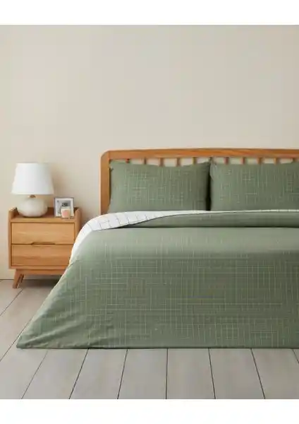 English Home Checkmate Kolay Ütülenir Tek Kişilik Nevresim Seti 160x220 cm Yeşil