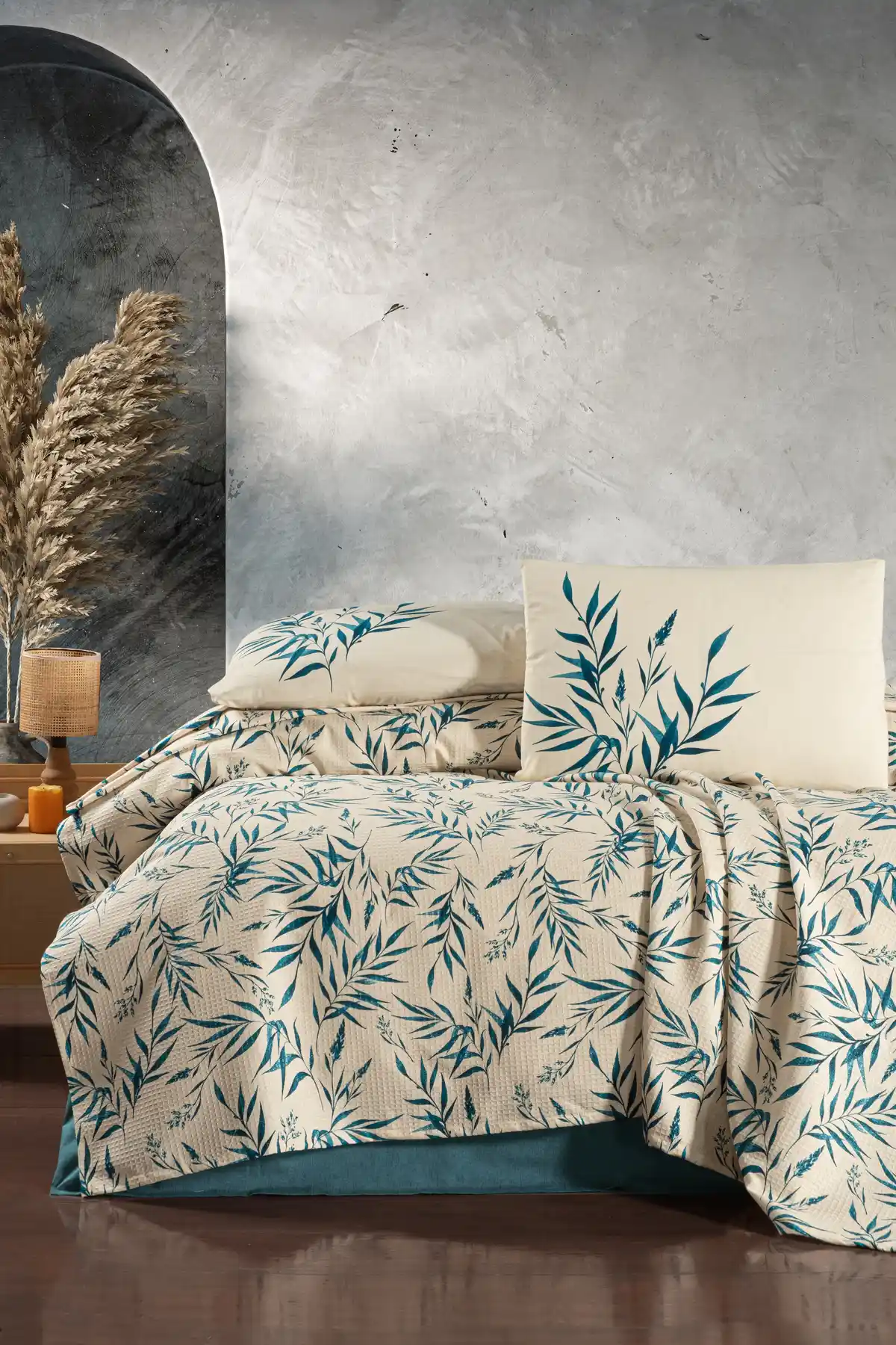 Fabric Box %100 Pamuk Çift Kişilik Pike Takımı Verdure Mint - Konforlu ve Estetik Tasarım