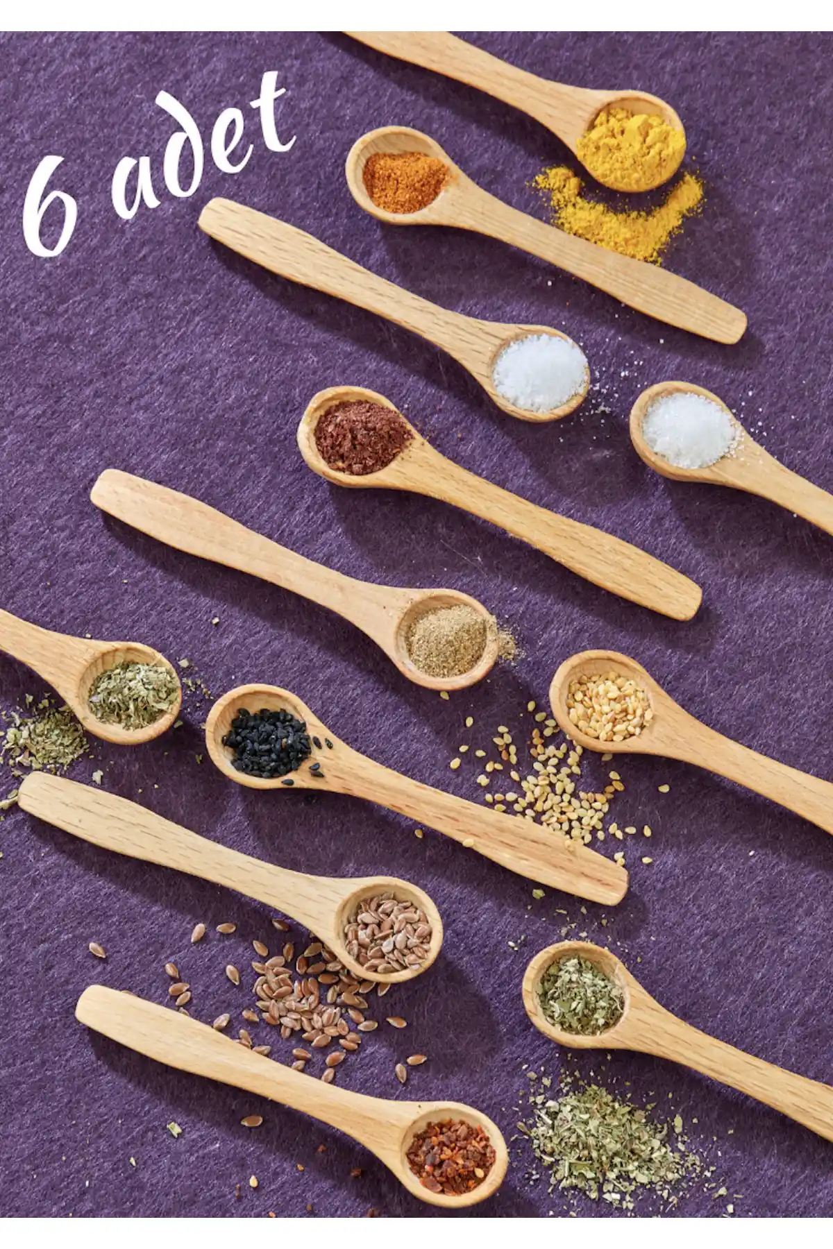 FBZhome 6 Adet 11 cm Doğal Ahşap Baharat Kaşığı Seti - Pratik ve Estetik