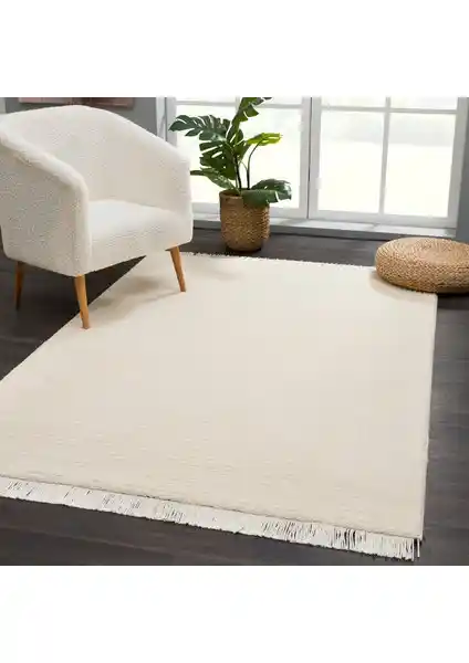 Giza Home Pandora Krem Modern Peluş Halı 100x200 cm Oturma Odası ve Salon İçin