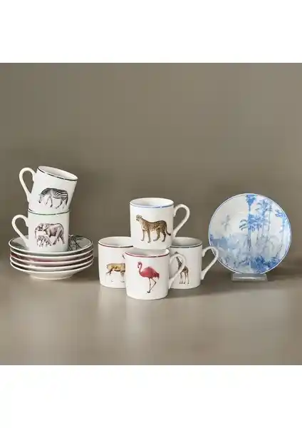 Karaca Jungle 6 Kişilik 80 ml İnce Porselen Kahve Fincanı Takımı Tasarımı ve Özellikleri