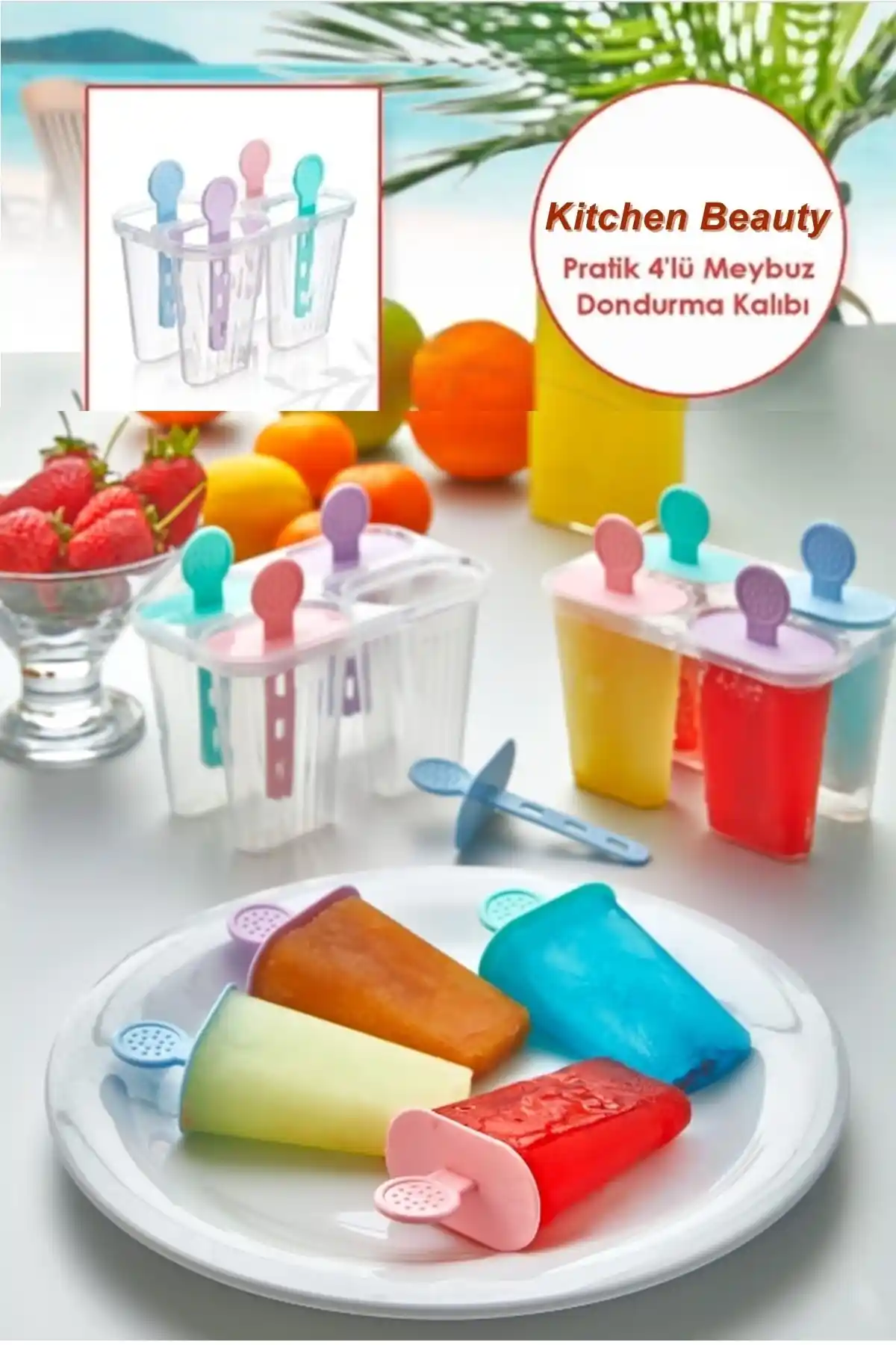 Kitchen Beauty 4'lü Meybuz Dondurma Kalıbı ile Evde Doğal ve Pratik Dondurma Keyfi