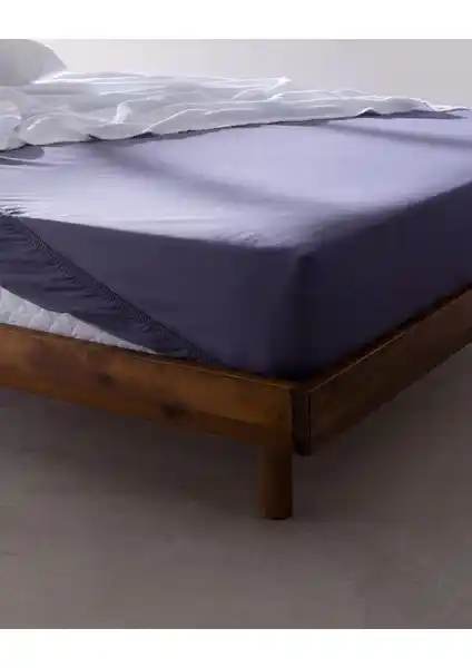 Madame Coco Manon Çift Kişilik %100 Pamuk Ranforce Lastikli Çarşaf Mor Renk