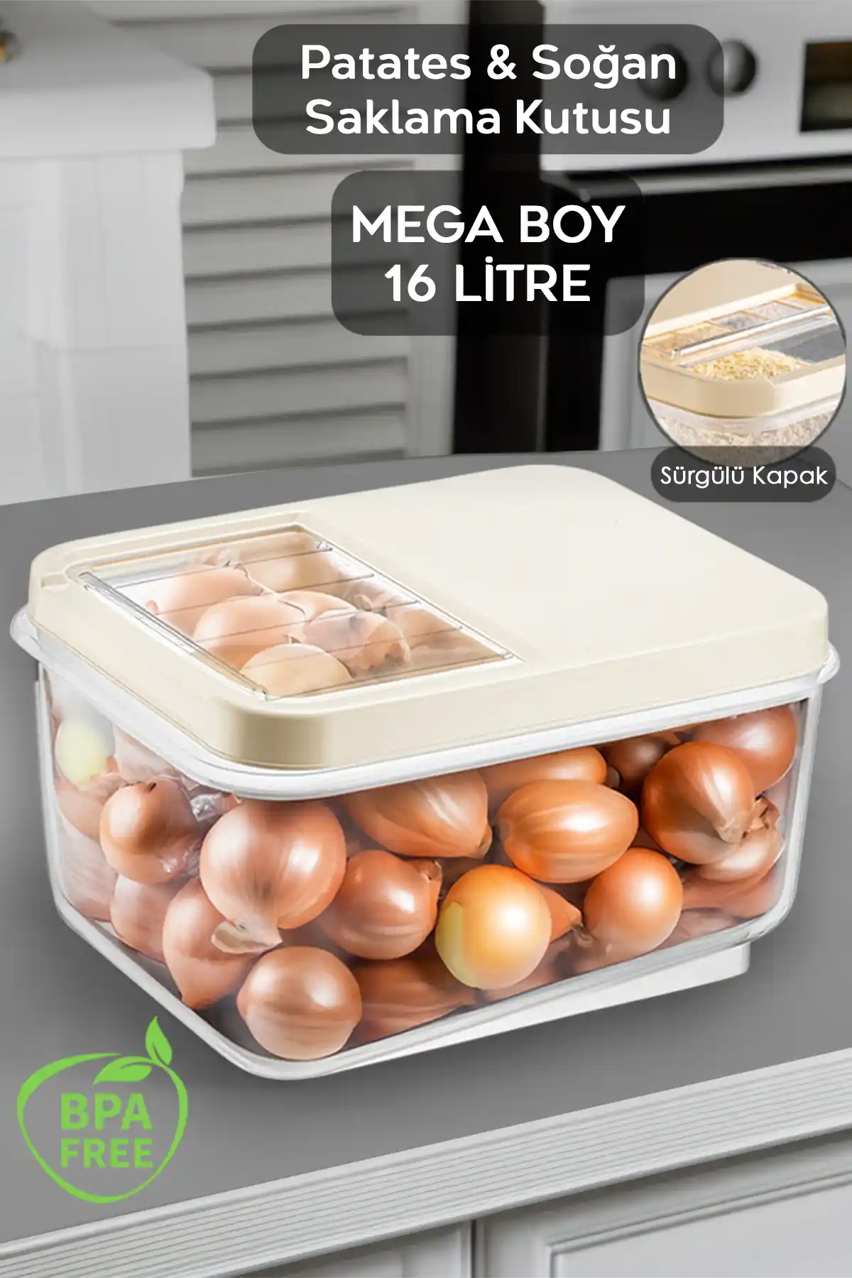 Meleni Home 16 Litre Sürgülü Kapak Sebzelik ile Mutfakta Düzen ve Tazelik Sağlayın