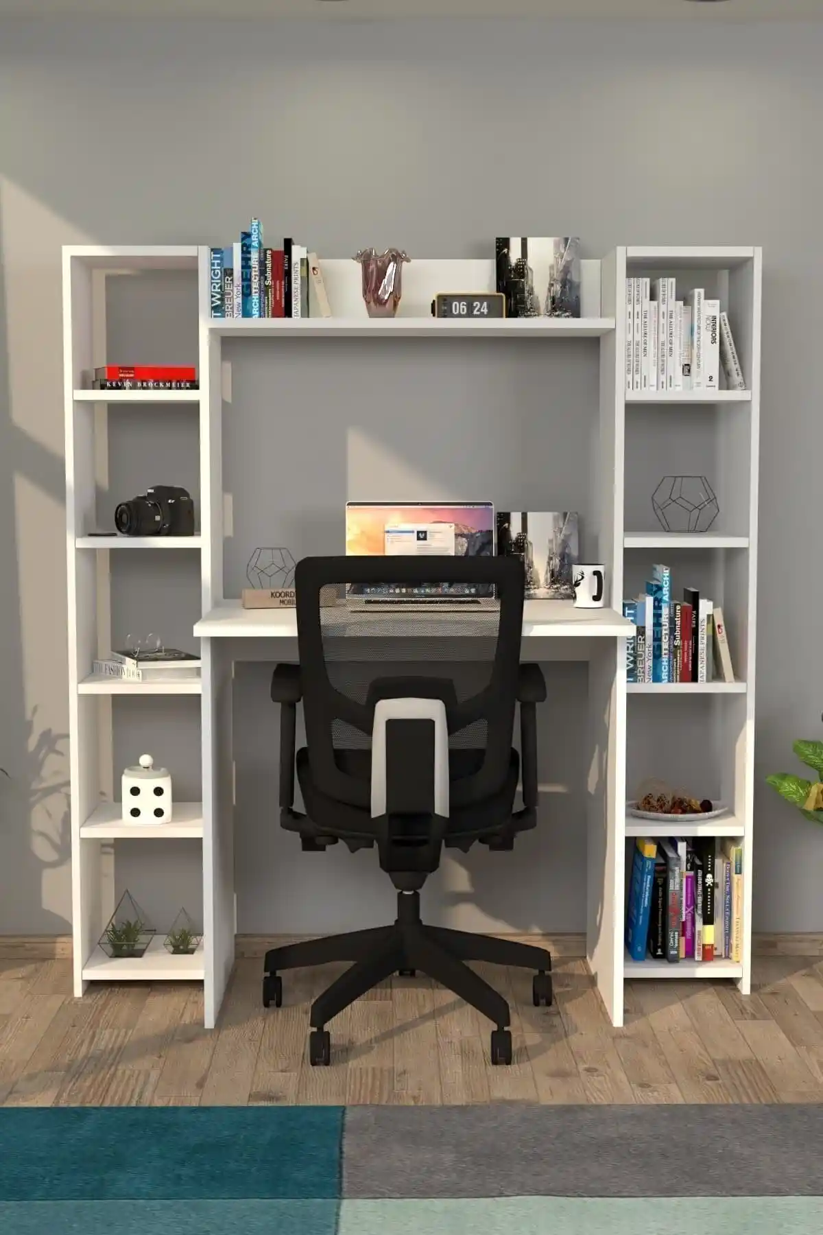 Moonlife Trend Kitaplıklı Çalışma Masası Beyaz: Modern ve Fonksiyonel Tasarım