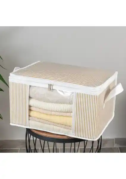 Nacarev Küçük Boy Pencereli Çizgi Desenli Baza Altı Dolap İçi Düzenleyici Organizer 40x30x20 cm