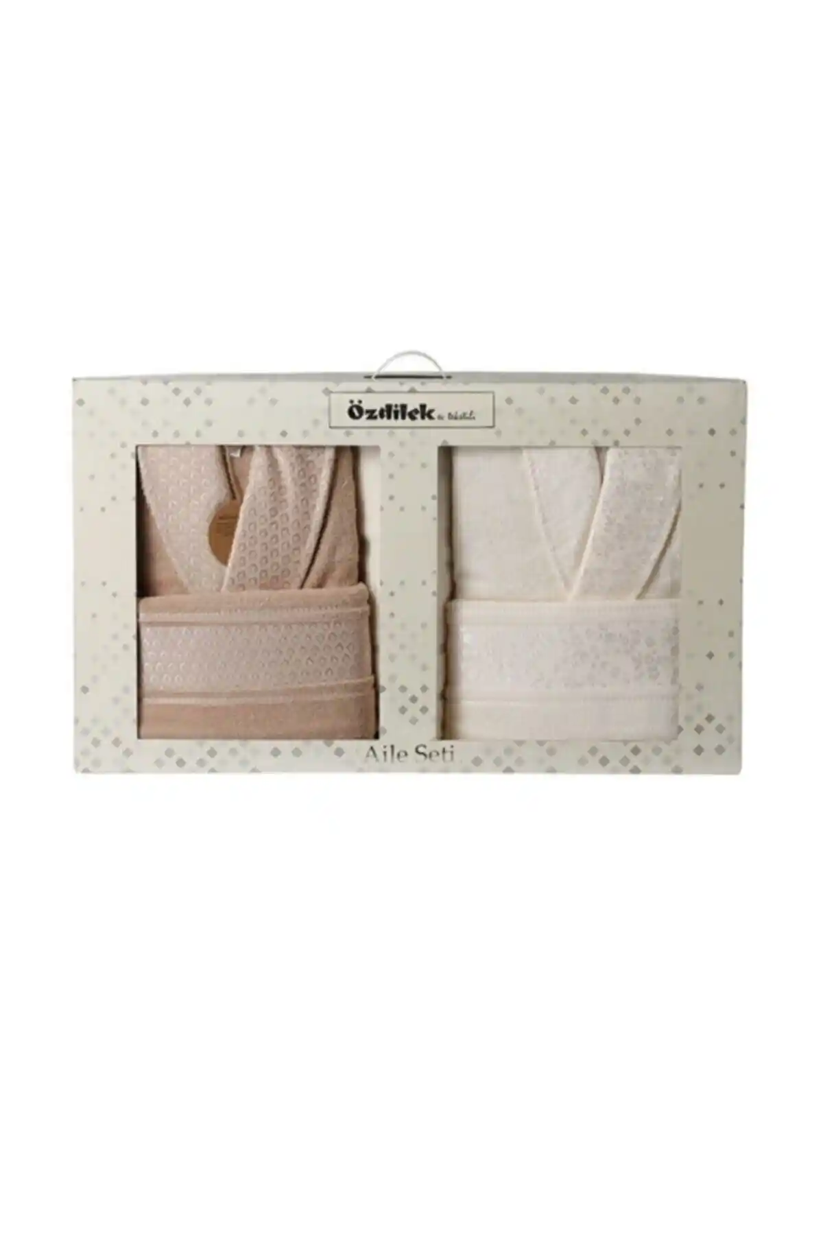 Özdilek Krem Kahve Aile Seti Bornoz Takımı: %100 Pamuklu Konfor ve Şıklık