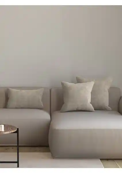 Pastel Kadife Dokulu Açık Gri Kırlent Yastık Kılıfı Freedom Serisi Punch Uyumlu Tasarım