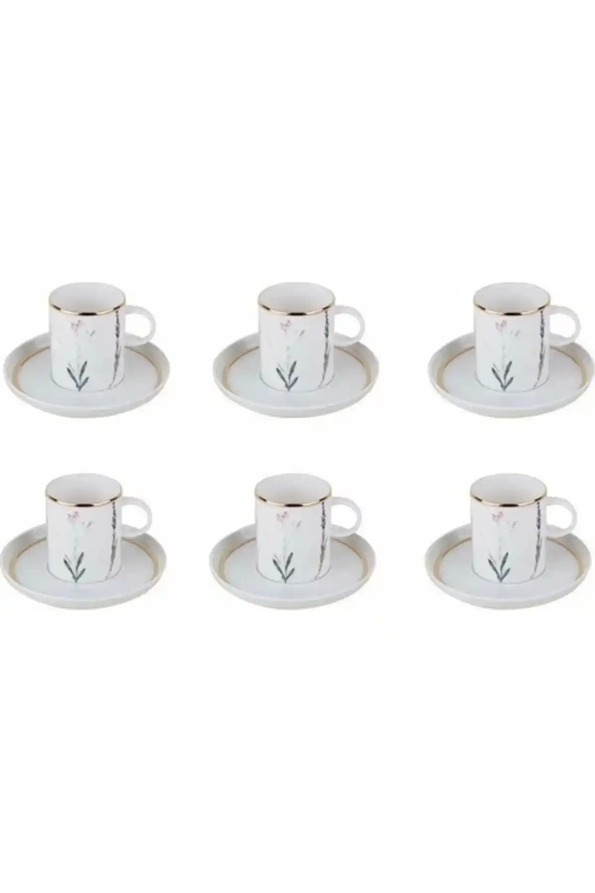 Porland Botanical 12 Parça Kahve Fincanı Seti: Zarif Altın ve Platin Yaldızlı Tasarım