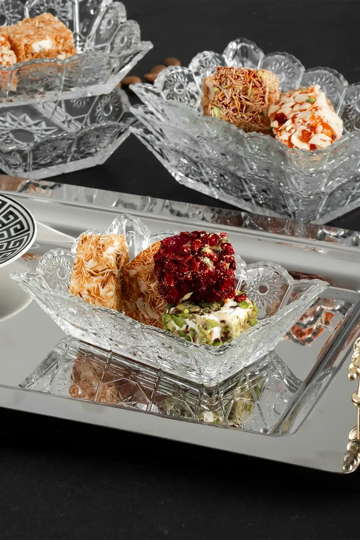 Porsima Almina 6'lı Beyaz Cam Kase Seti Kahve Yanı Lokum ve Sunum İçin