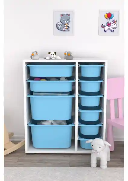 Pratico Mavi 2D2K6U ve Tropik Ceviz 2D4K8U Çok Amaçlı Oyuncak Dolapları Karşılaştırması