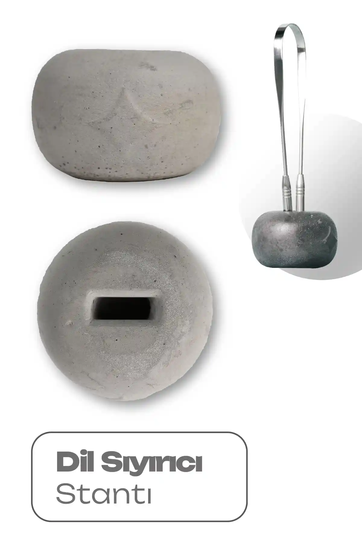 Probident Doğal El Yapımı Beton Stant ile Dil Temizleme Aparatınızı Hijyenik ve Düzenli Saklayın