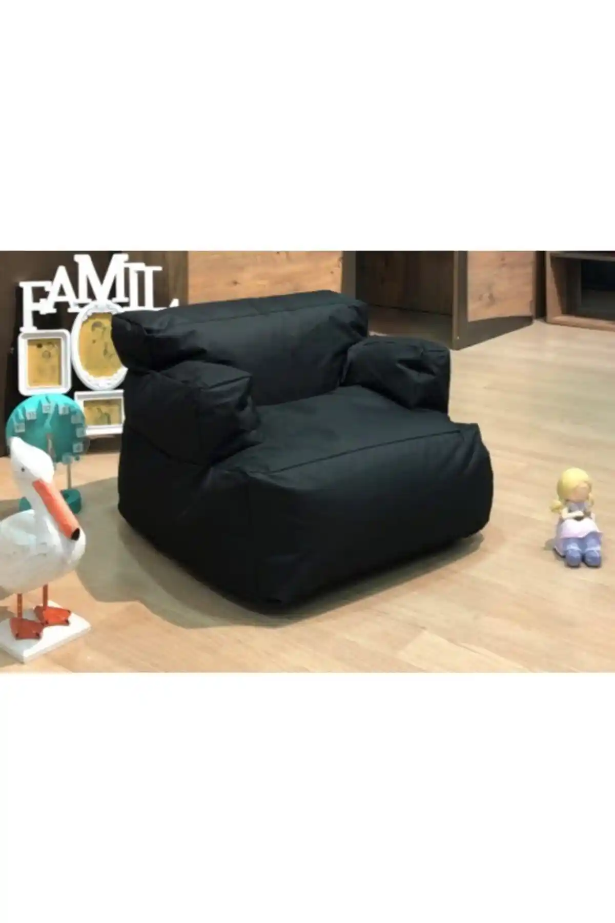 Pufumo Armutland Mini Relax Armut Puf Koltuk Siyah - 1-8 Yaş Çocuklar İçin Ergonomik Tasarım