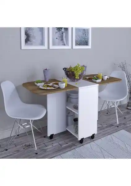 Rafineri Tasarım Açılır Kapanır MDF Yemek Masası ile Küçük Alanlarda Fonksiyonellik