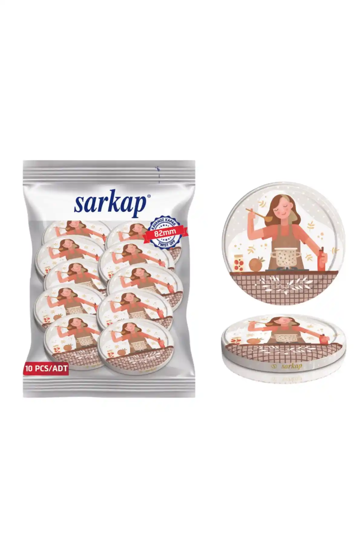 Sarkap Hijyenik Paketli 10 Adet 82mm Kavanoz Kapağı - Dayanıklı ve Uyumludur