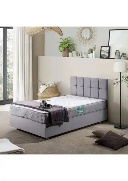 Setay Berlin Tek Kişilik Baza Başlık Comfort Yatak Seti Açık Gri Modern Tasarım ve Konfor
