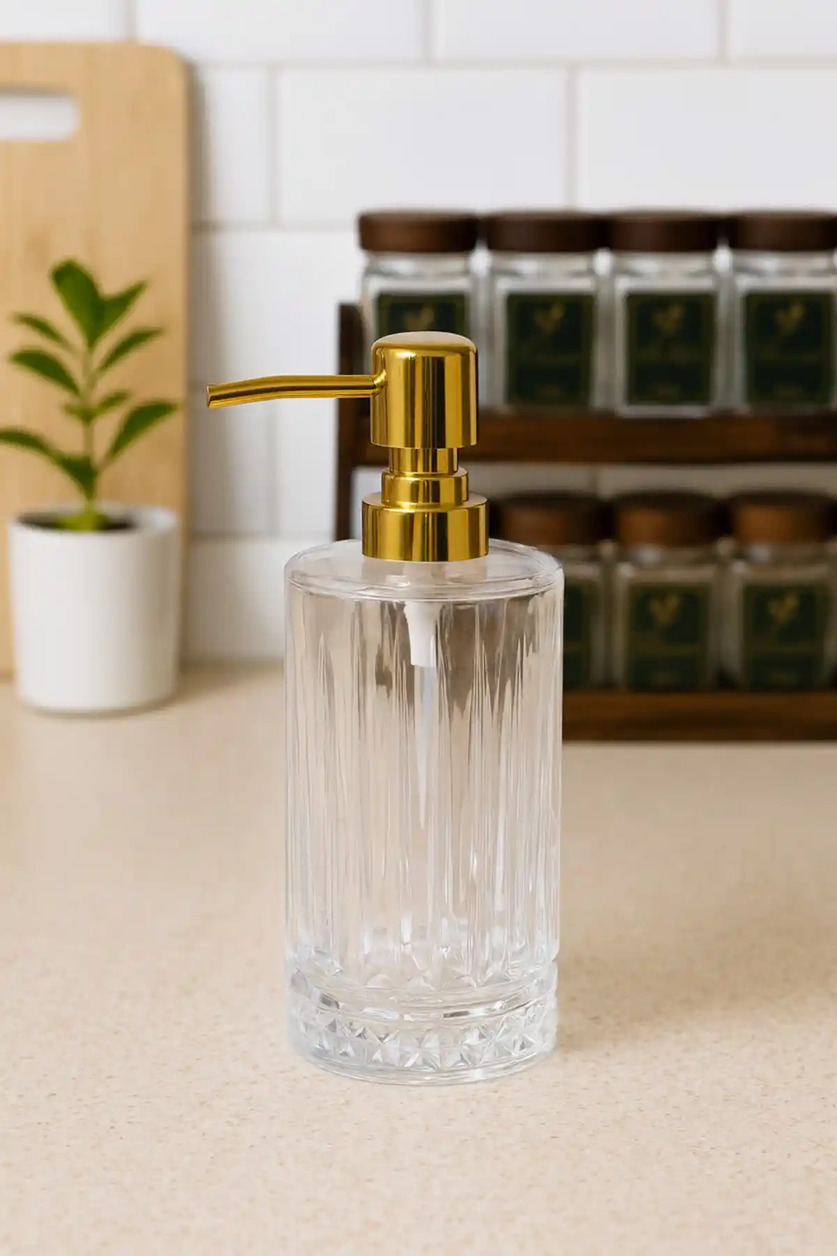 Silvia Home Decor 250 ml Cam Sıvı Sabun ve Bulaşık Deterjanı Şişesi Estetik Tasarım