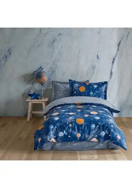 Soley Galaxy %100 Pamuklu Tek Kişilik Fosforlu Desenli Nevresim Takımı