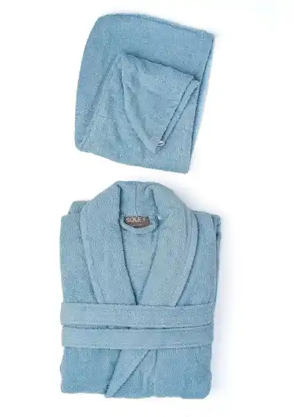 Soley Mayda Ekstra Yumuşak %100 Pamuklu Kadın Saç Bonesi ve Bornoz Seti