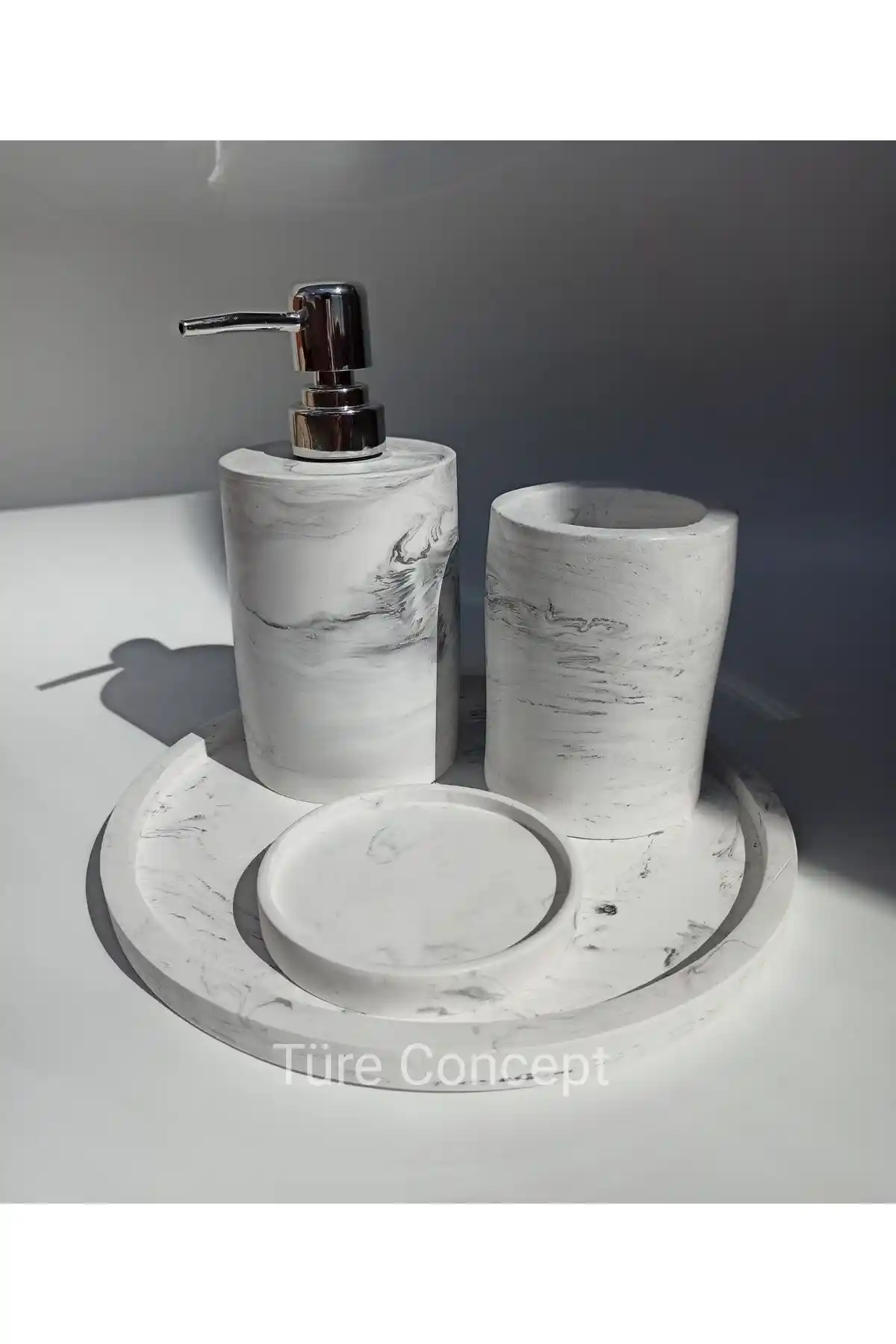 Ture Concept Mermer Desenli Beton Banyo Seti: Estetik ve Fonksiyonel Tasarım