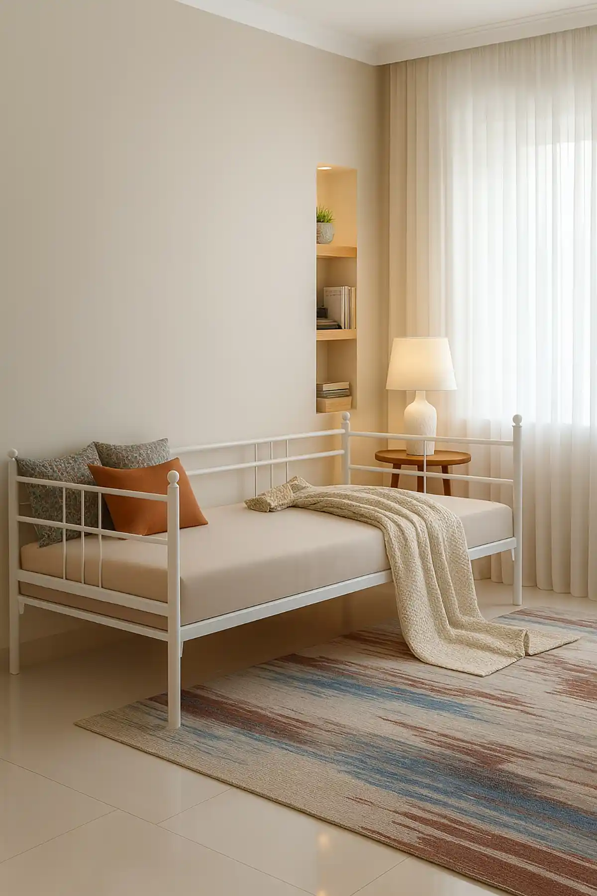 Unimet Soho Daybed Tek Kişilik Beyaz Metal Sedir Modern ve Dayanıklı Tasarım