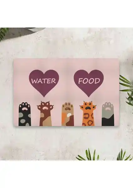 Vagonik Water Food Kedi Köpek Kalp Dijital Baskılı Kapı ve Mama Paspası İncelemesi