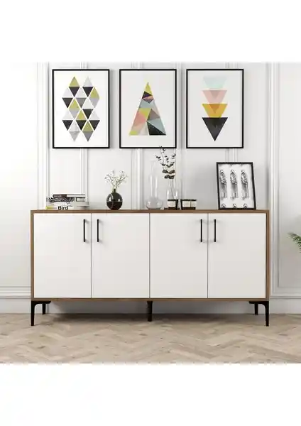 Variant Mobilya Kiev 160CM Konsol - Ceviz ve Beyaz Renkli Modern Tasarım