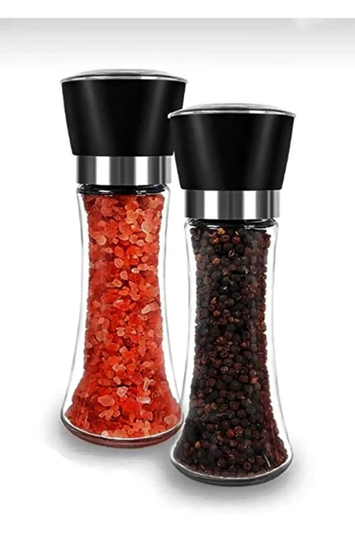 Vivien Home Cam Gövdeli Tuz Karabiber Değirmeni: Şeffaf, Dayanıklı ve Ayarlanabilir Öğütme