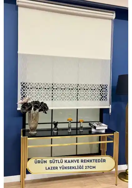 Volper Mekanik VP1020 Çift Mekanizmalı Lazer Kesim Tül ve Stor Perde Sütlü Kahverengi