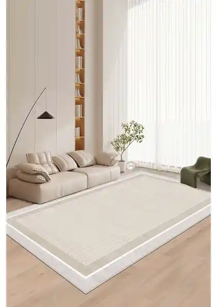 West Home Makinede Yıkanabilir Kaymaz Taban Bej Çizgili ve Oval Leke Tutmaz Halı Karşılaştırması