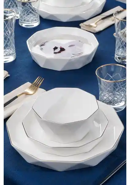 Acar Diamond Collection 24 Parça Porselen Yemek Takımı 6 Kişilik Zarif ve Dayanıklı Tasarım