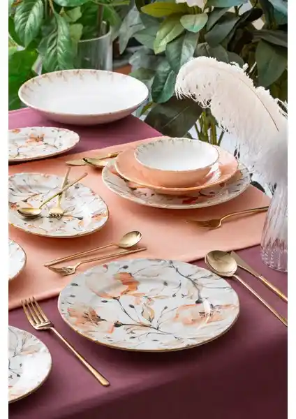 Acar Mari Gold 6 Kişilik Porselen Yemek Takımı Estetik ve Dayanıklı Tasarım