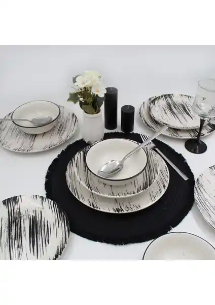 Arna Porselen Anka 24 Parça Modern Renkli Yemek Takımı 6 Kişilik Şık ve Dayanıklı