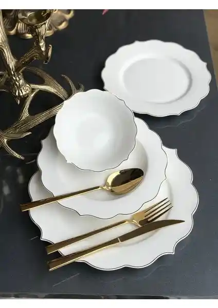 Arow TR-1821 Perla 24 Parça 6 Kişilik Günlük Porselen Yemek Takımı