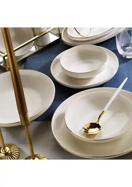 Aryıl<dı>z Acoustic Gold 6 Kişilik Porselen Yemek Takımı Günlük ve Özel Kullanım İçin
