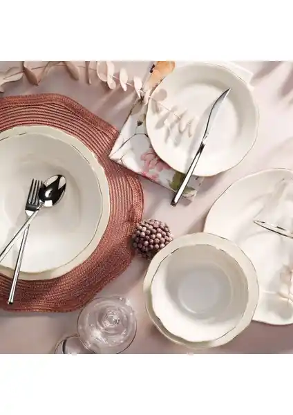 Aryıldız Maria Yonca Gold 6 Kişilik Porselen Yemek Takımı Şıklık ve Dayanıklılık