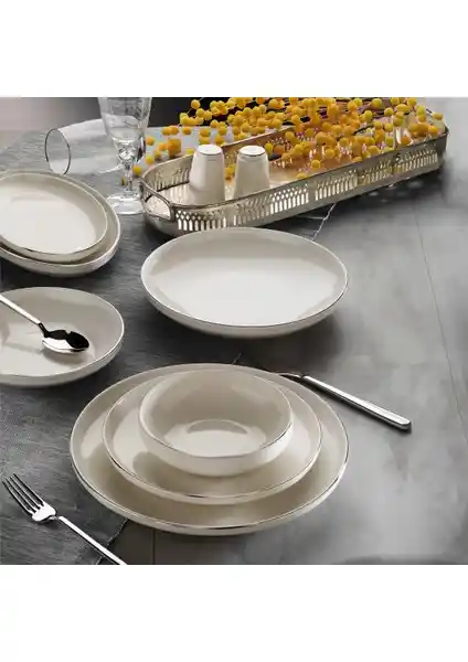 Aryılz Akustik Gümüş 6 Kişilik 30 Parça Modern Yemek Takımı