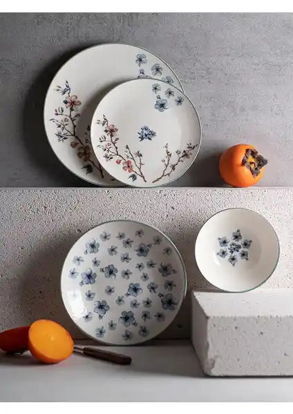 Chichi Home Sakura 24 Parça 6 Kişilik Porselen Yemek Takımı Modern ve Dayanıklı Tasarım