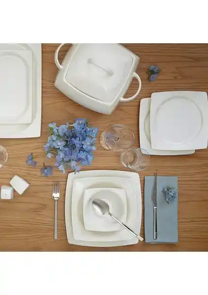 Emsan Fine Bone Ela 60 Parça 12 Kişilik Modern Porselen Yemek Takımı