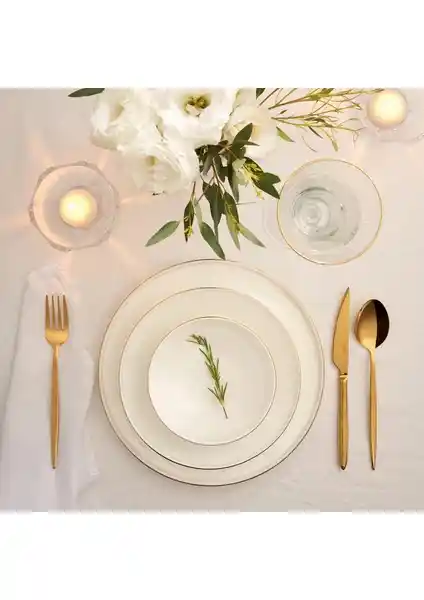 Emsan Fine Bone Freya 18 Parça Yuvarlak Gold Yemek Takımı 6 Kişilik Şıklık ve Fonksiyonellik