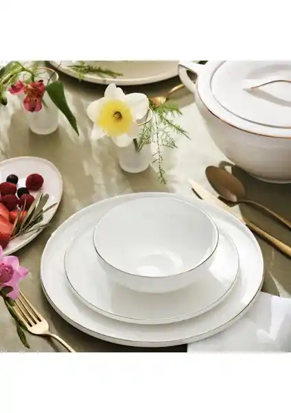 Emsan Fine Bone Freya Yuvarlak Gold 60 Parça 12 Kişilik Modern ve Şık Yemek Takımı