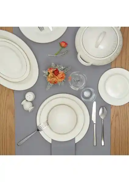 Emsan Hira 60 Parça 12 Kişilik Modern Porselen Yemek Takımı Şık ve Dayanıklı