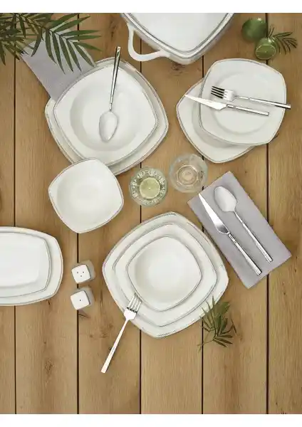 Emsan Nergis 60 Parça 12 Kişilik Porselen Yemek Takımı Şıklık ve Fonksiyonellik Sunar