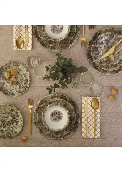 Emsan Ottoman Toprak 24 Parça Porselen Yemek Takımı Günlük ve Davetler İçin Şık Seçenek