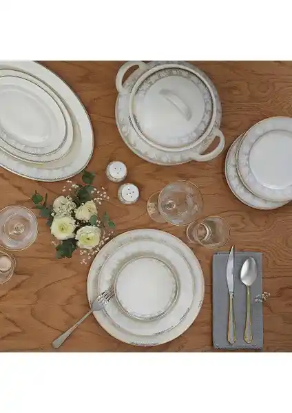 Emsan Yeni Mathilda 60 Parça Porselen Yemek Takımı 12 Kişilik Şık ve Dayanıklı Set