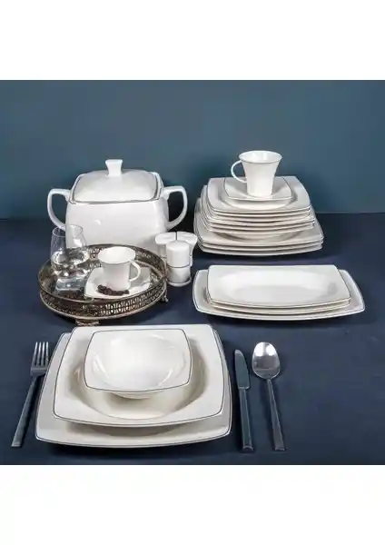 Güral Porselen 85 Parça Caroline Kare Bone Yemek Takımı: Şıklık ve Dayanıklılık Bir Arada