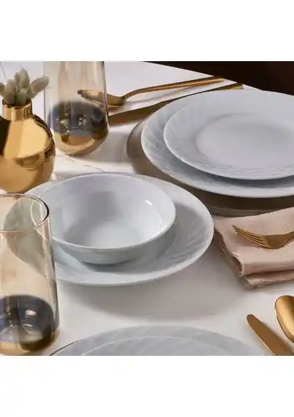 Güral Porselen Alfa 24 Parça 6 Kişilik Modern Yemek Takımı Şıklık ve Fonksiyonellik
